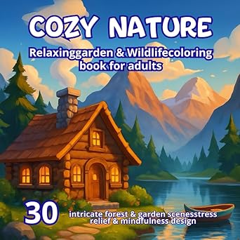COZY NATURE - adult coloring book: 30 Relaxing Illustrations of Nature and Landscapes to Rediscover Calm